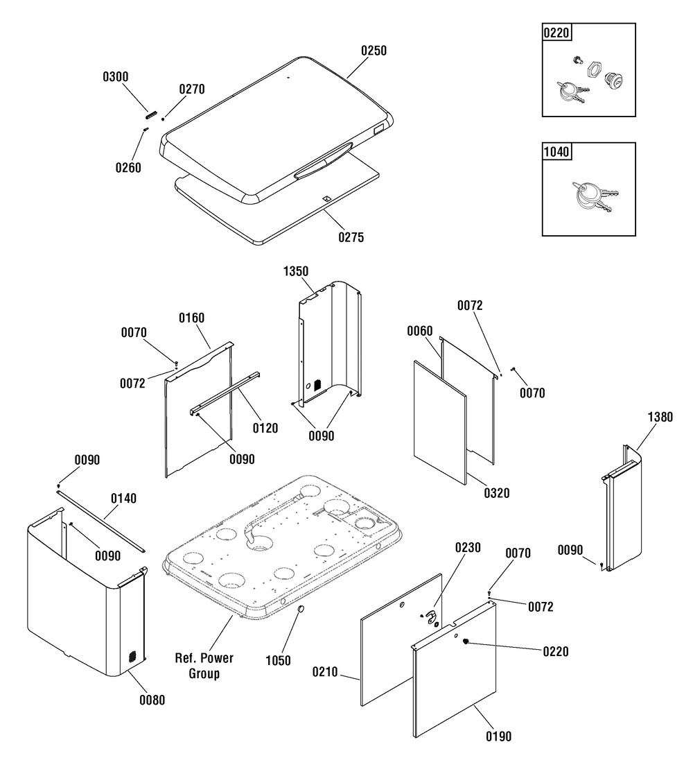 Enclosure Group Diagram and Parts List for 040359-05  Briggs and Stratton Generator